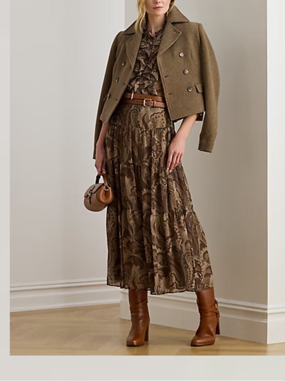 Lauren Ralph Lauren Paisley Chiffon Tiered Skirt Size 8